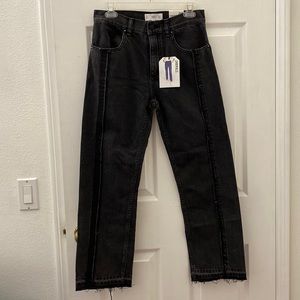 NEW Mango - Black High Waisted Straight Denim Jeans (USA 4)
